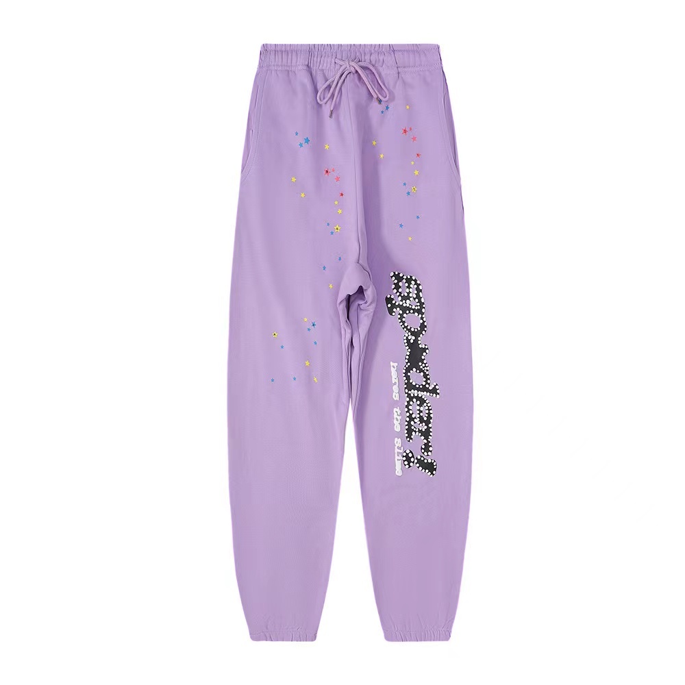 Sp5der 555555 Spider Web Hoodie/Pants Purple Blue