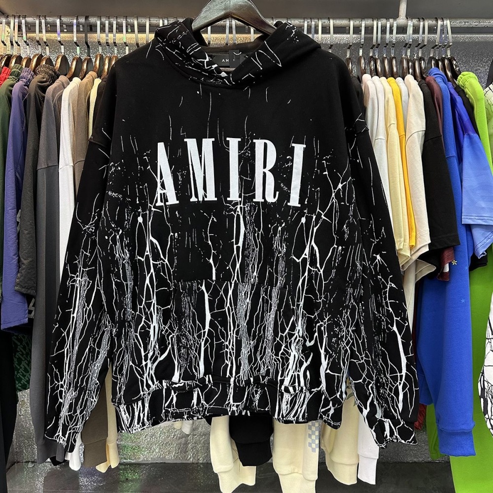 Amiri crack pattern suit black white