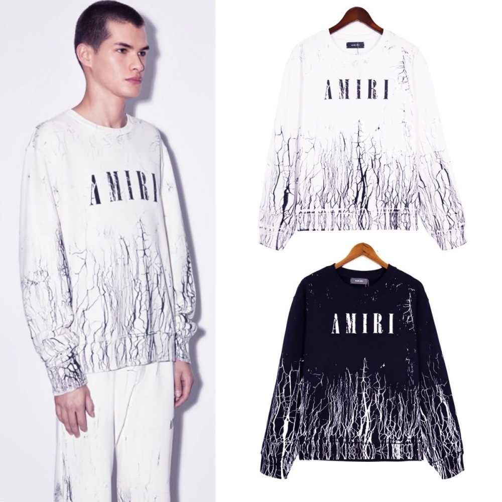 Amiri crack pattern suit black white