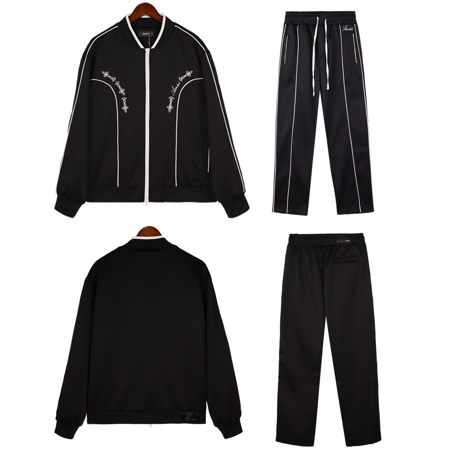 Amiri embroidered logo suit black blue