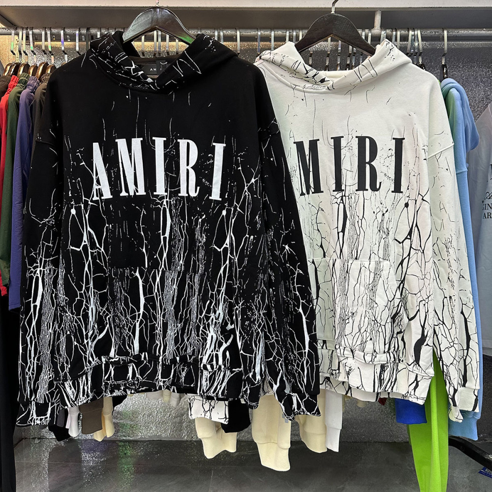 Amiri crack pattern suit black white
