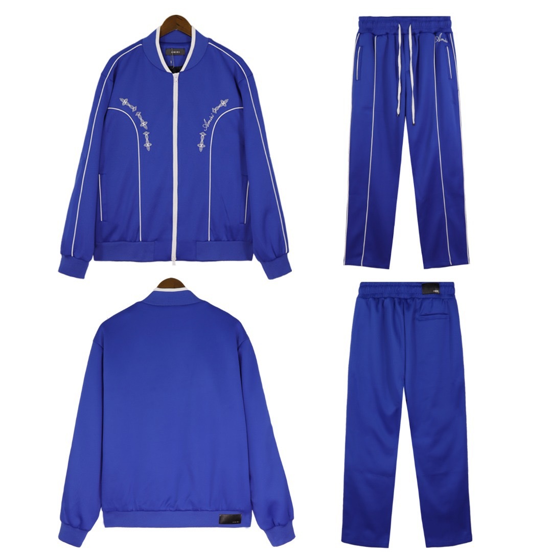 Amiri embroidered logo suit black blue