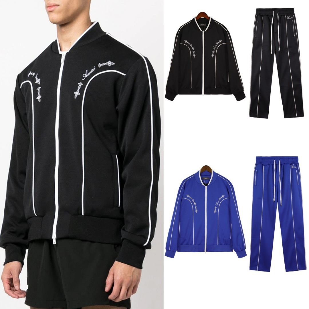 Amiri embroidered logo suit black blue