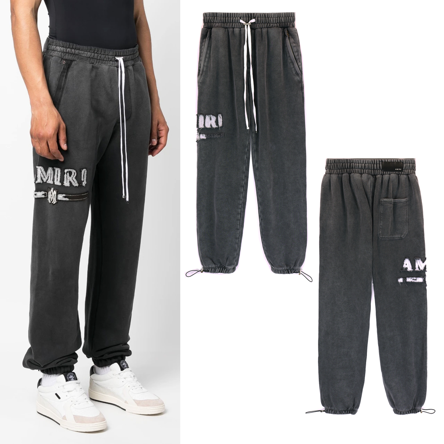 Amiri Wahsed Grey Hoodie And Sweatpants