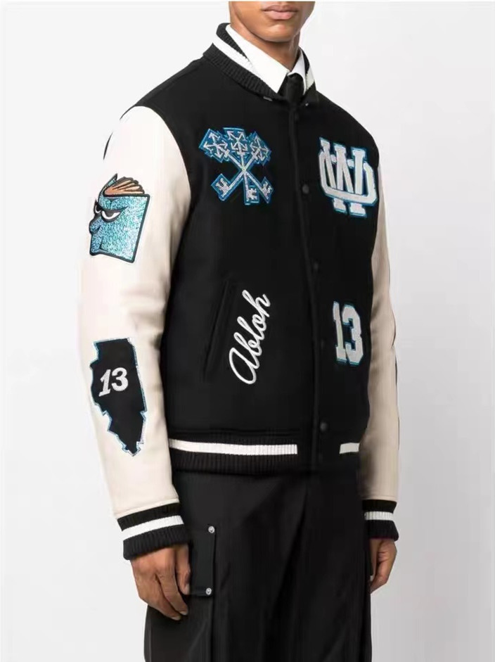 Off white witch embroidery baseball jacket