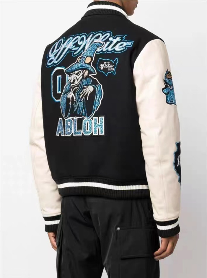 Off white witch embroidery baseball jacket