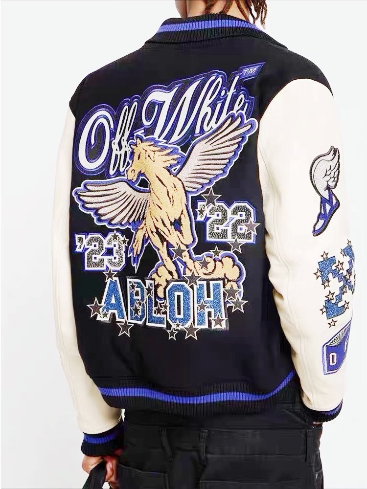 Off White a horse with wings baseball jacket