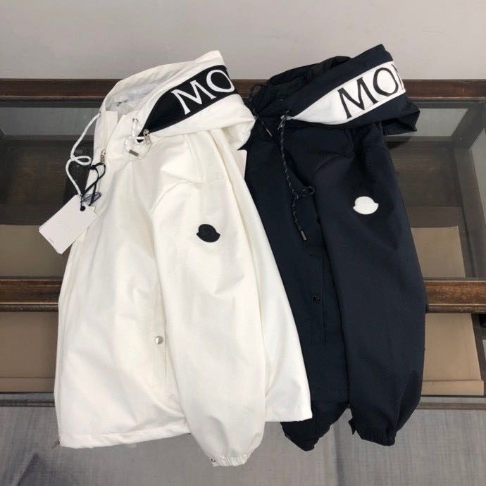 Moncler letters hooded jacket white black