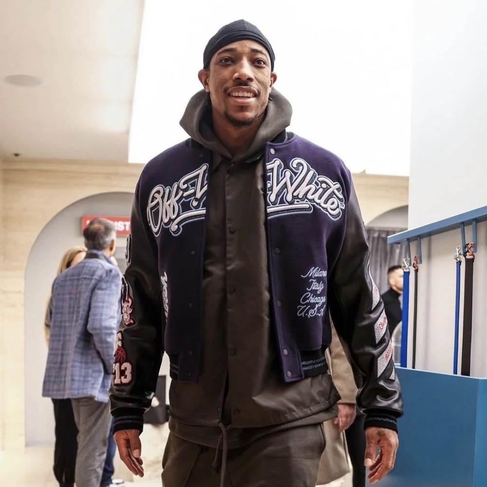Off White NBA Bull baseball jacket navy