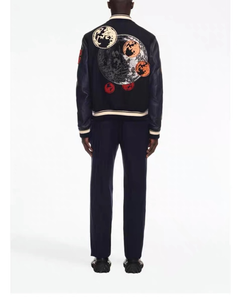 Off White planet embroidery baseball jacket