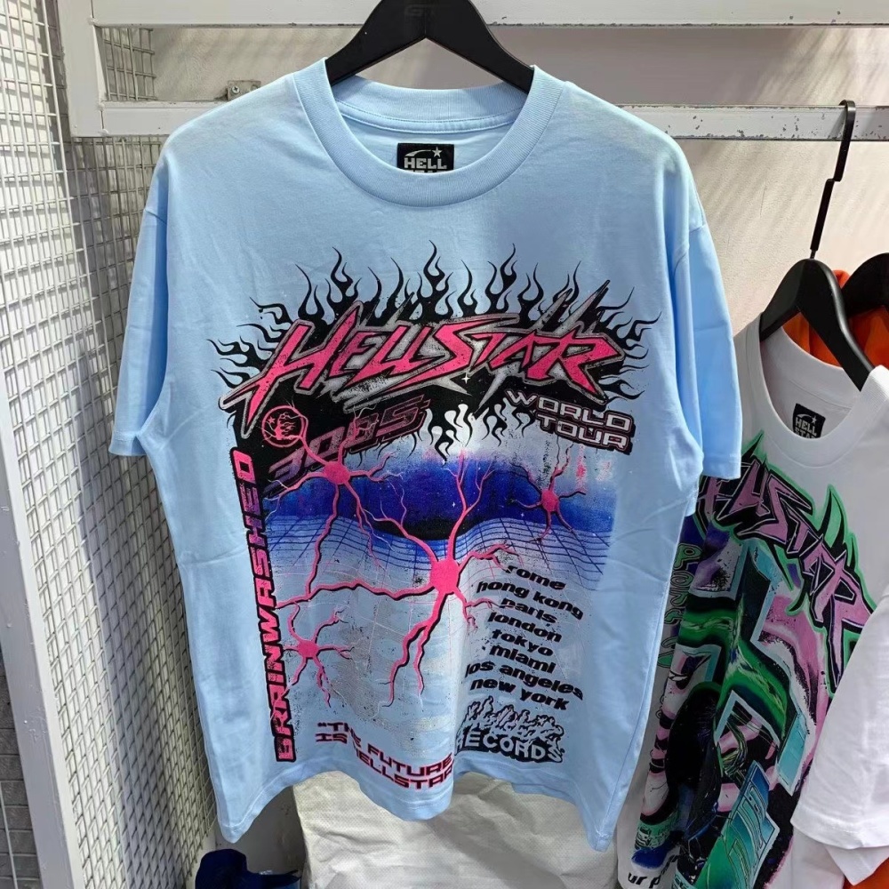 Hellstar Pink Lighting Shirt Blue