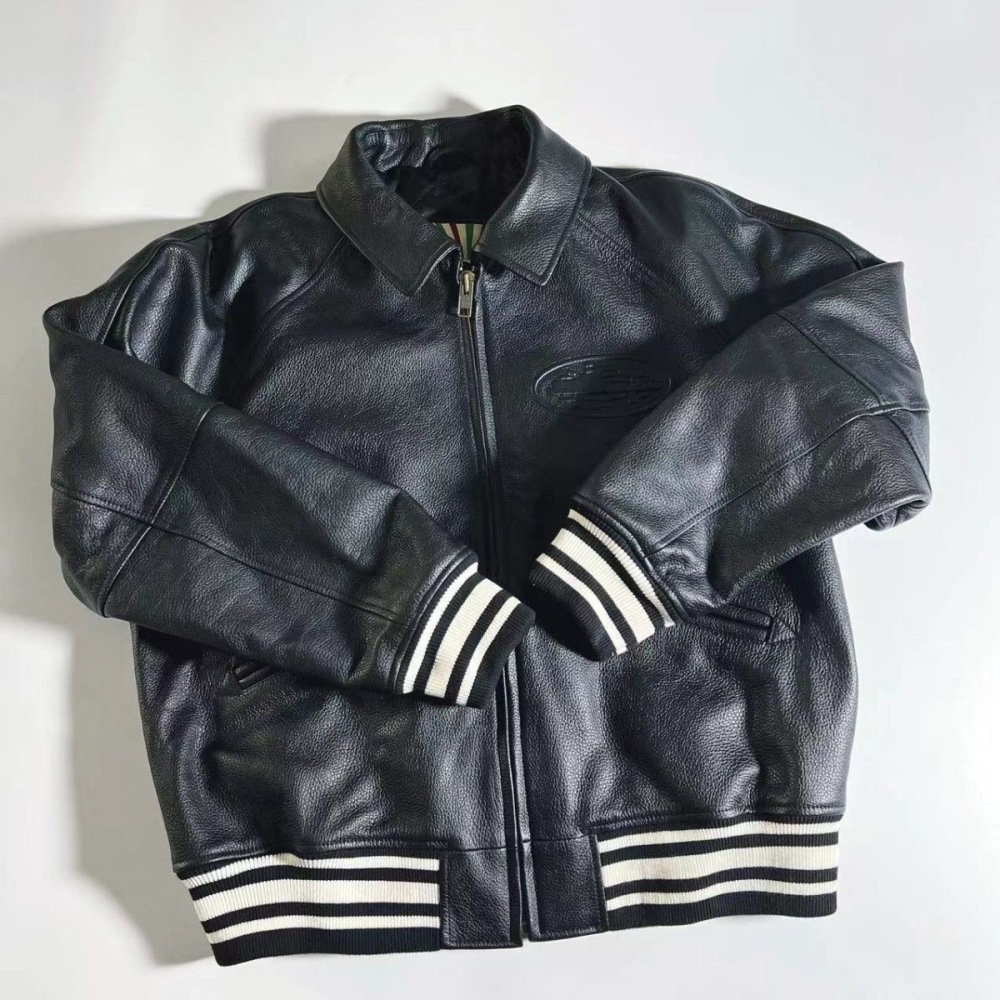 Corteiz black leatger jacket