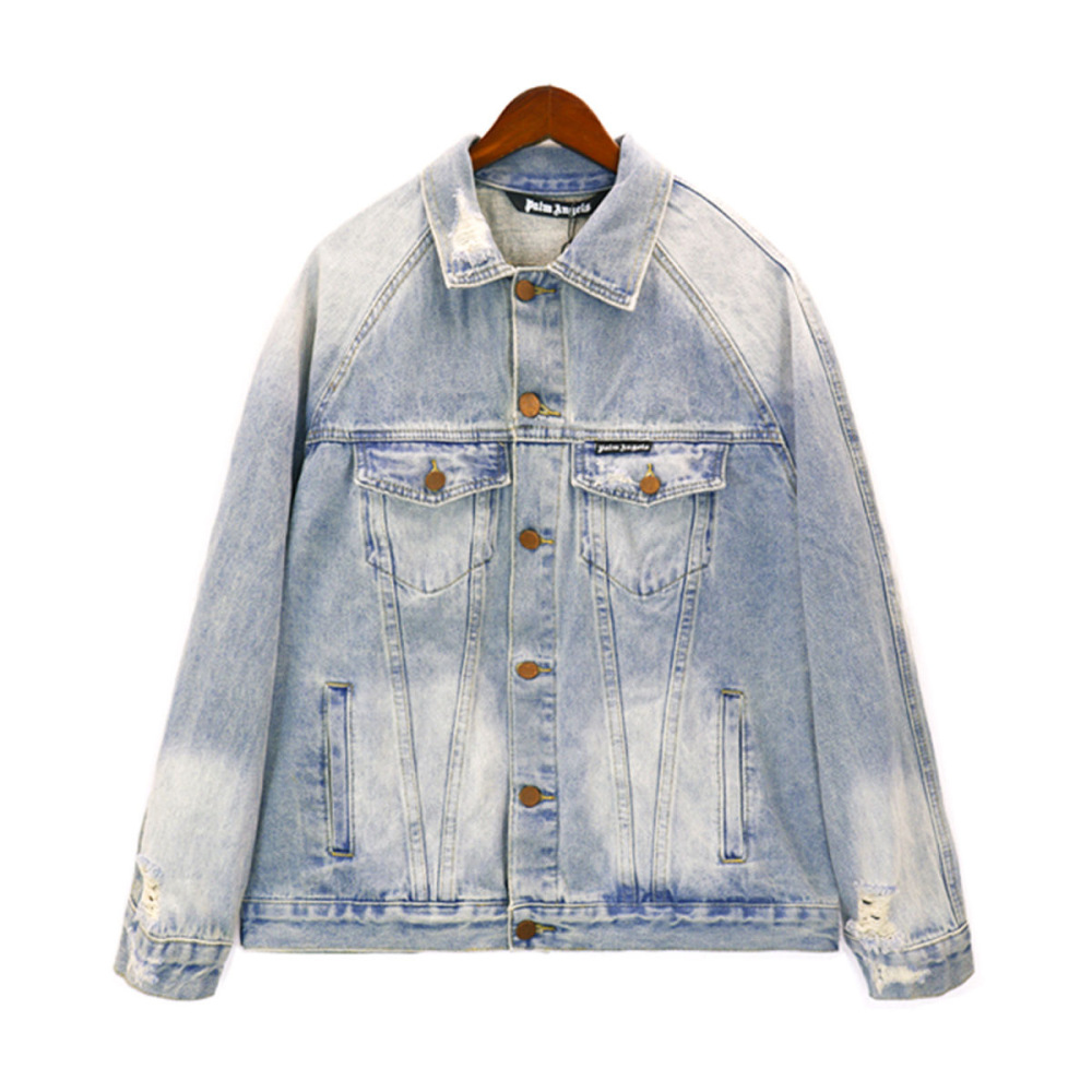 Palm angles make old washed denim jacket blue