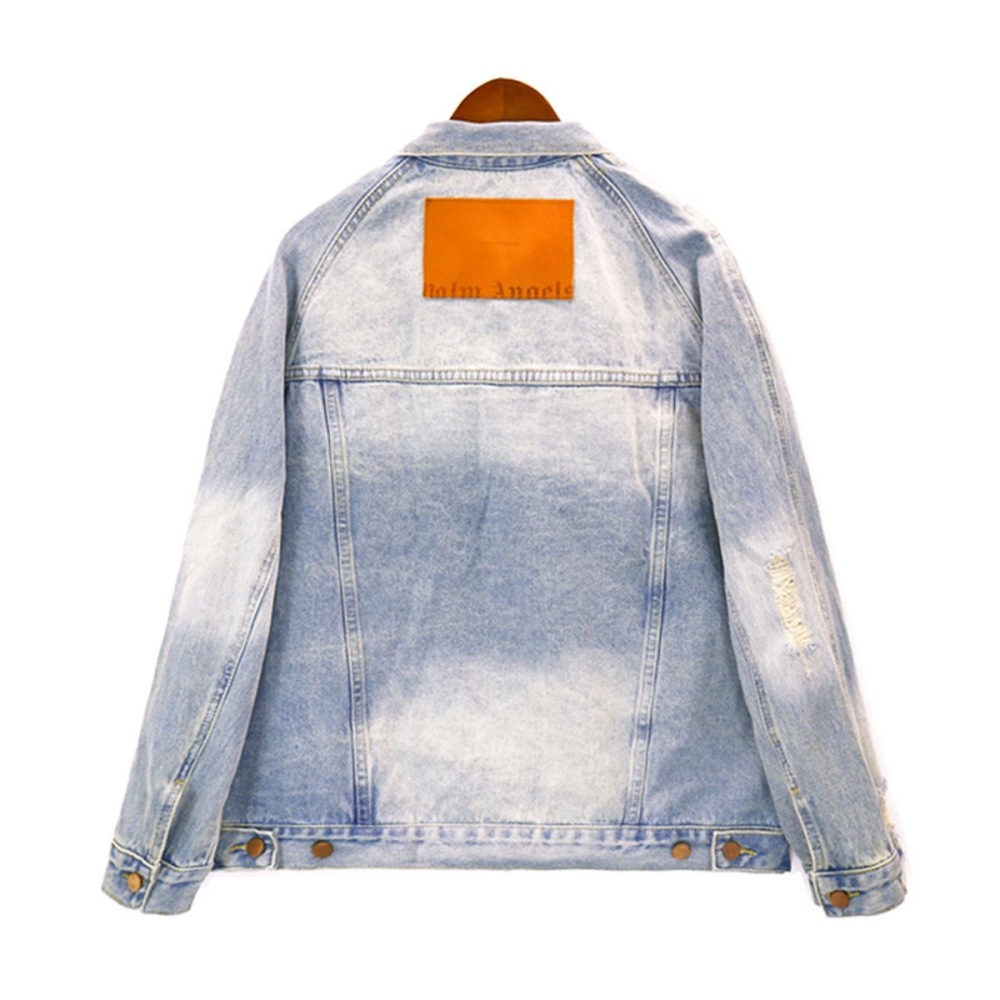 Palm angles make old washed denim jacket blue