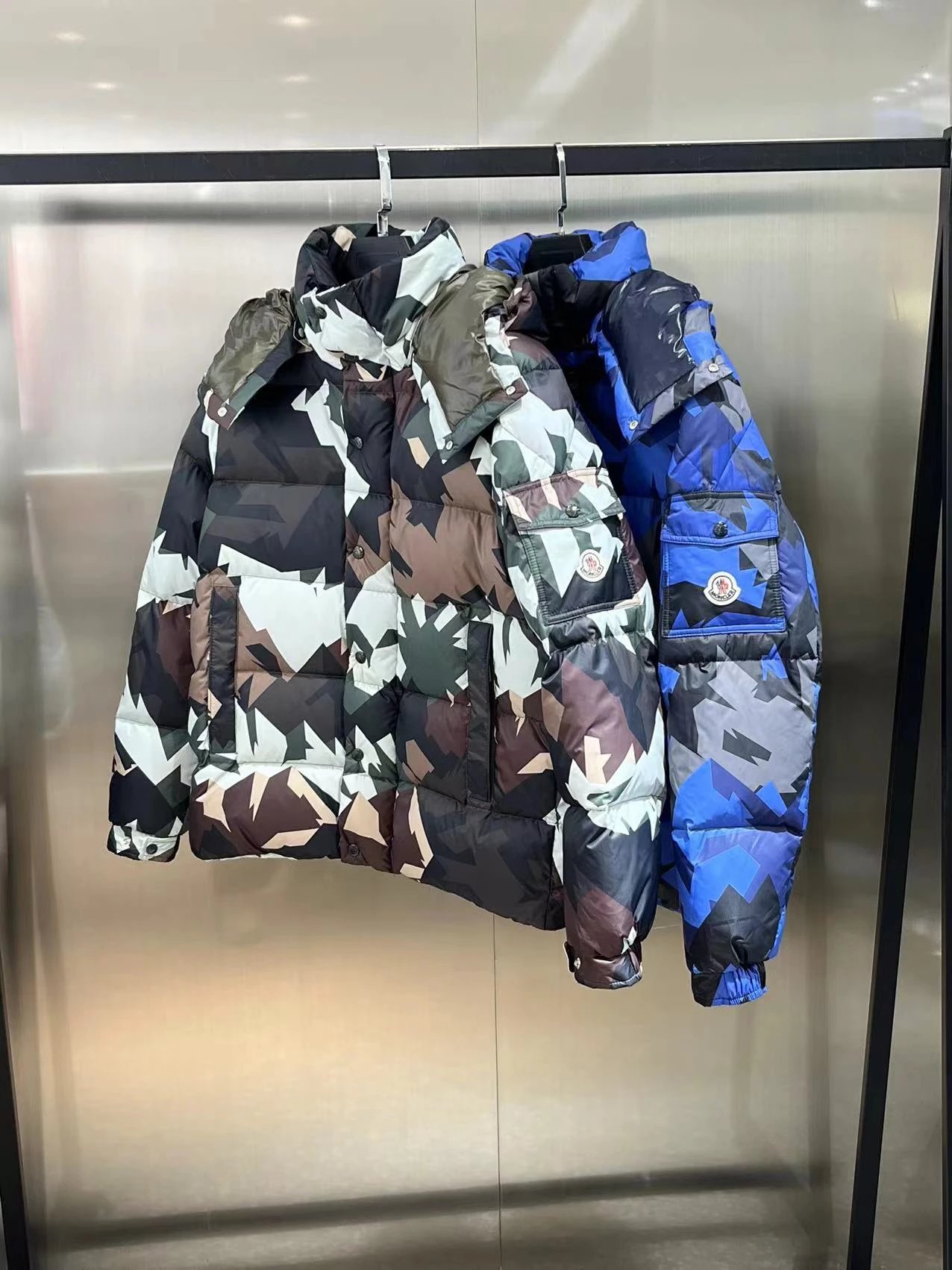 M0ncler camo down jacket blue green