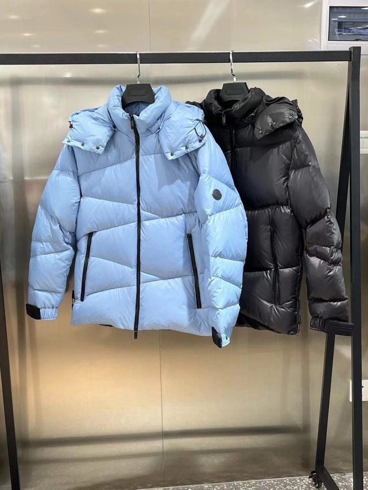 M0ncler hem stitching down jacket black blue