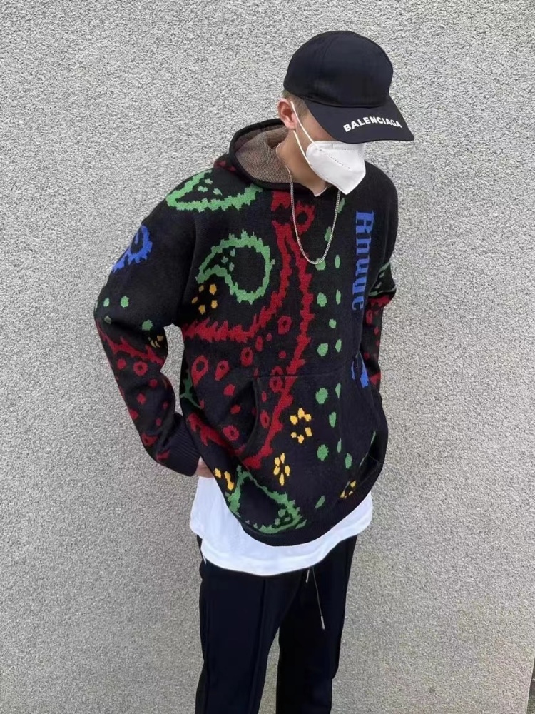 RHUDE Jacquard Knitted Cashew Blossom Sweat Hoodie