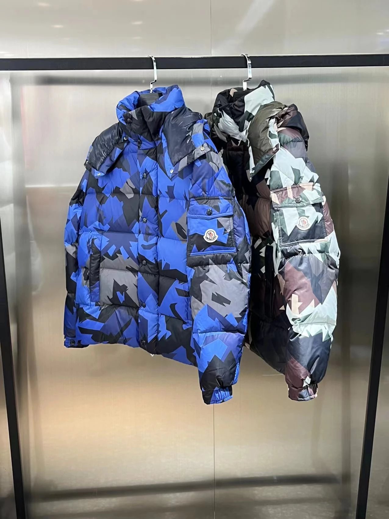 M0ncler camo down jacket blue green