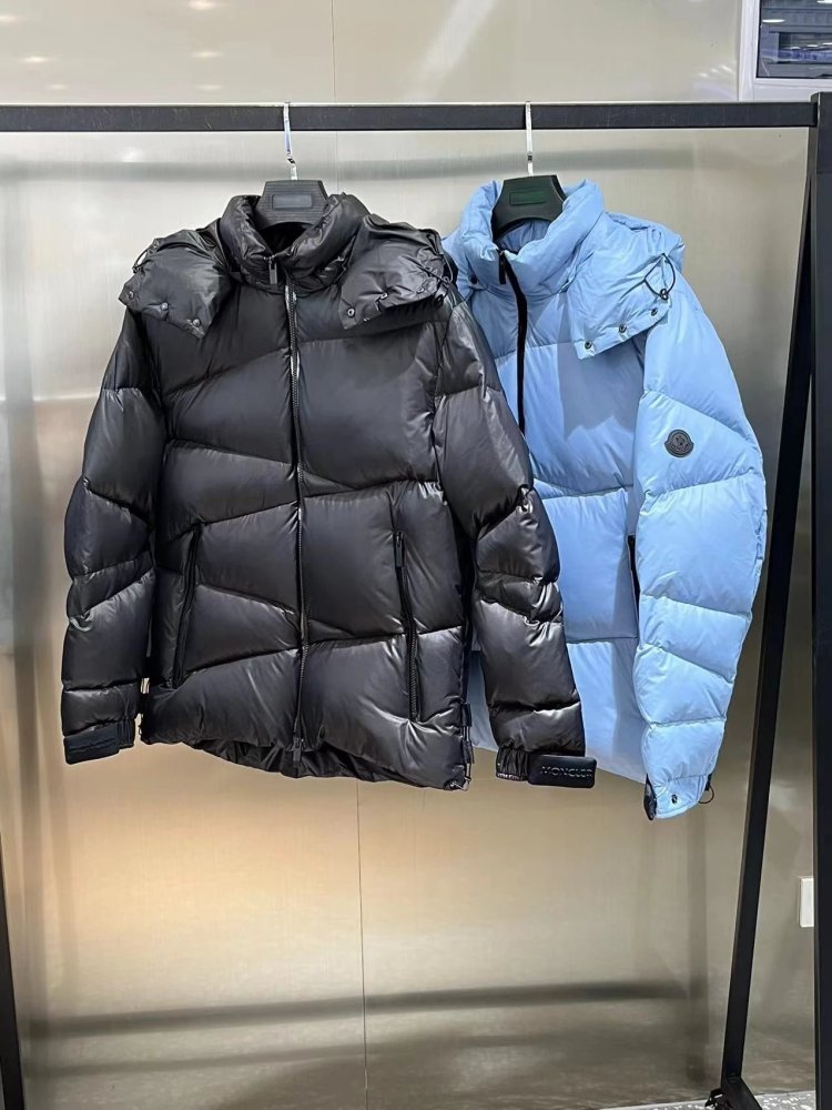 M0ncler hem stitching down jacket black blue