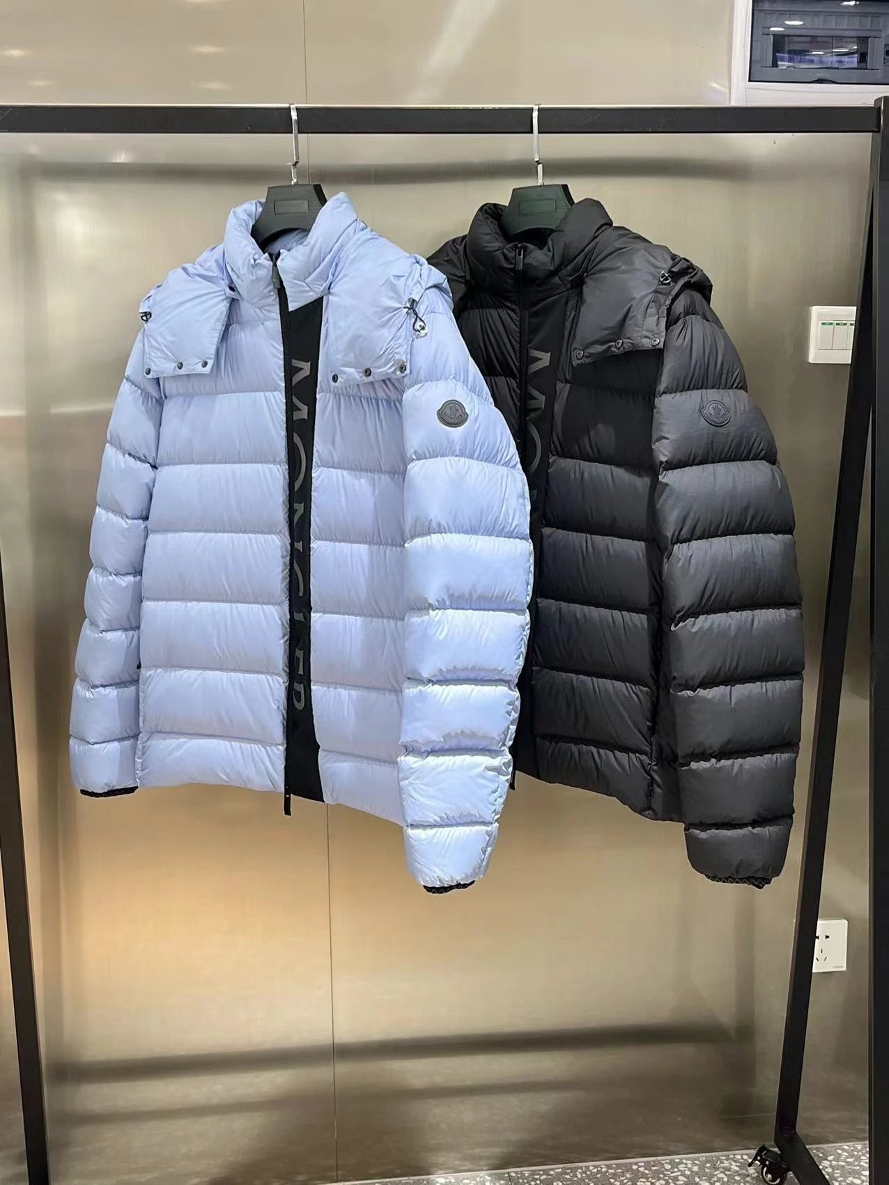 M0ncler letters on the chest down jacket black blue