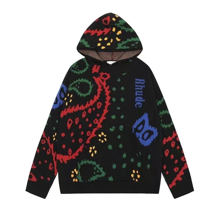 RHUDE Jacquard Knitted Cashew Blossom Sweat Hoodie