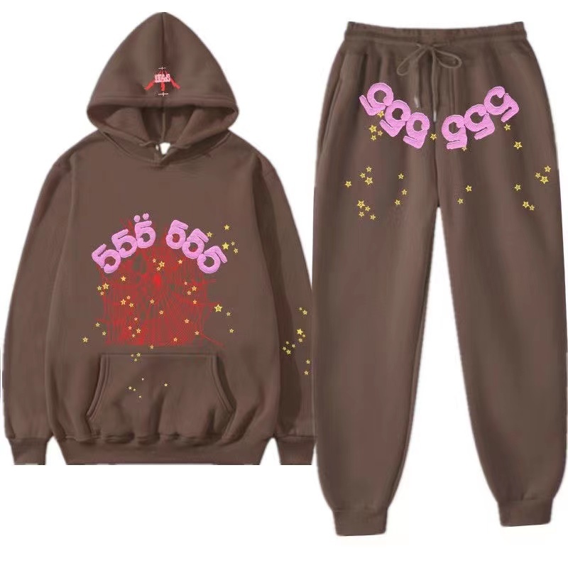 Sp5der Spider 555555 Brown Hoodie And Pants
