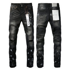 #9002 Purple Brand Black Splatter Ink Jeans