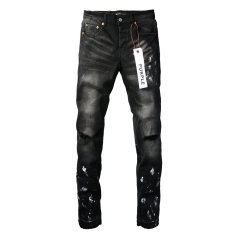 #9002 Purple Brand Black Splatter Ink Jeans