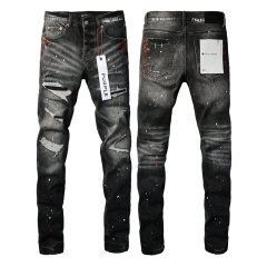 #9018 Purple Brand Black Destroy Denim Jeans