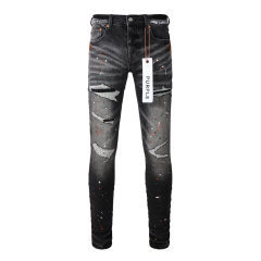 #9018 Purple Brand Black Destroy Denim Jeans