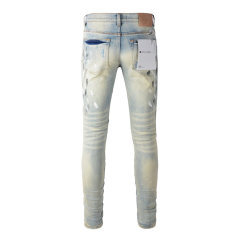 #9007 Purple Brand Light Indigo Cut Denim Jeans