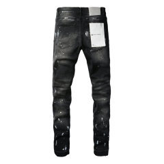#9002 Purple Brand Black Splatter Ink Jeans