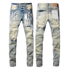 #9007 Purple Brand Light Indigo Cut Denim Jeans