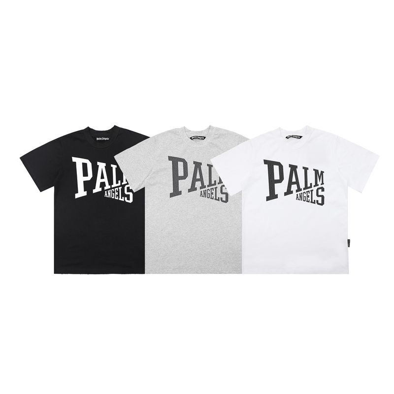 Palm Angels Triangle Fonts T-Shirt Tee White Black Grey