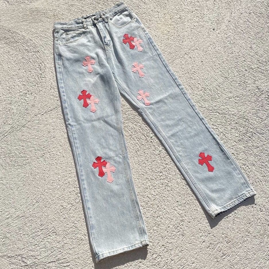 Chrome Hearts Pink Cross Jeans