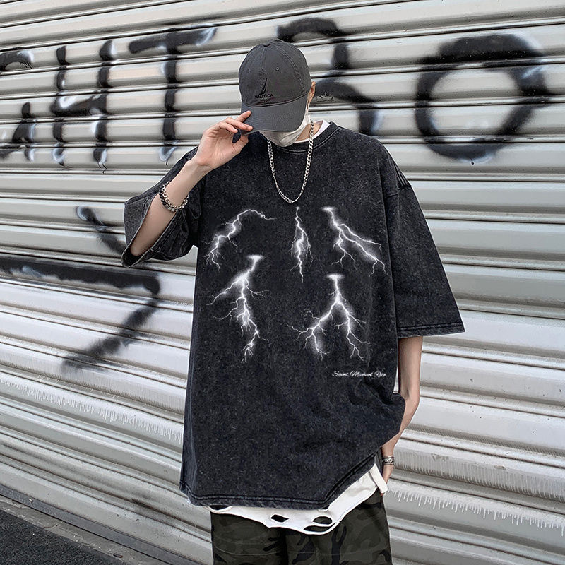 Saint Michael Flash Printing Washed Tee Black