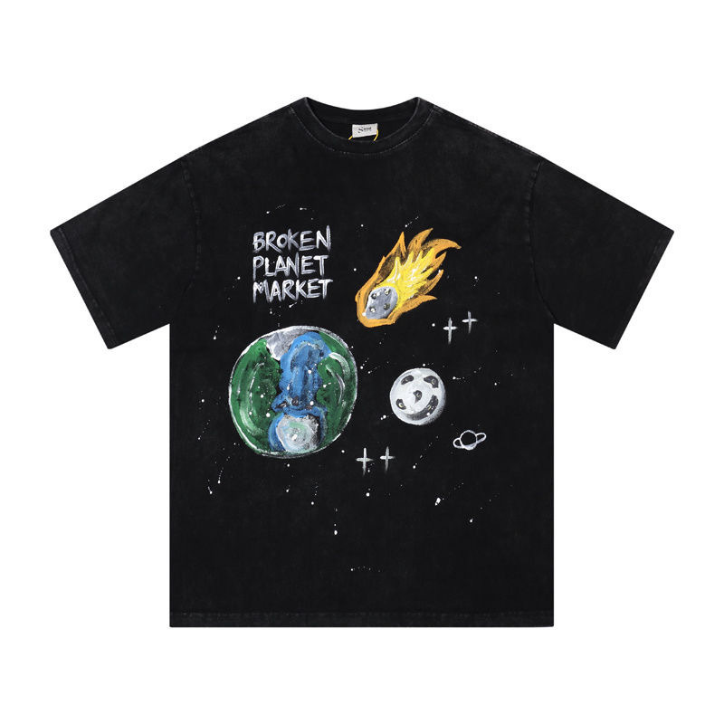 Saint Michael Graffiti Earth Print Tee Black White