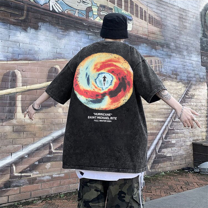 Saint Michael Vortex Figure Washed Tee Black