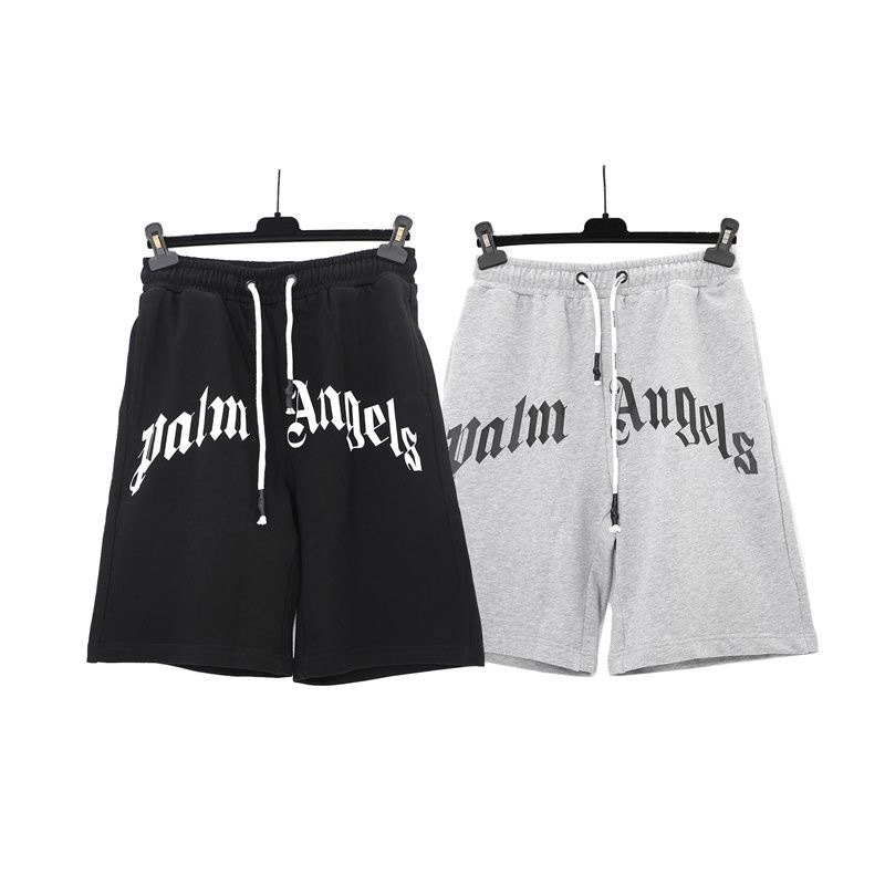 PA Curved Letters Cotton Shorts Black Grey