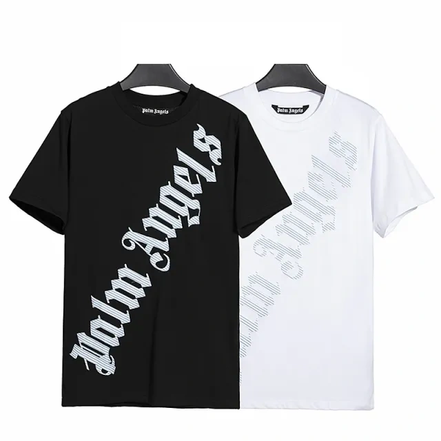 Palm angles twill letters tee black white