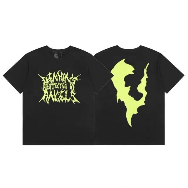 Vlone irregular green fire tee black