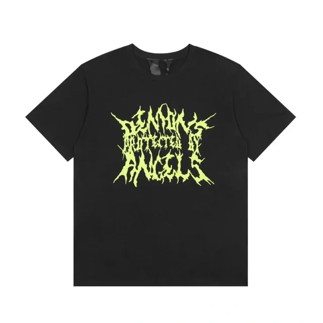 Vlone irregular green fire tee black