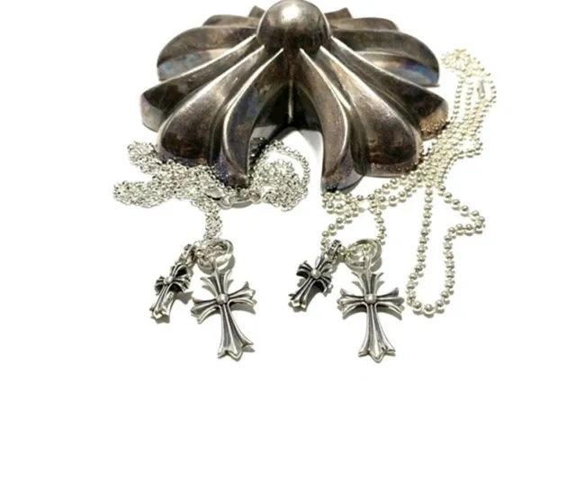 Chrome Heart Silver Double Cross Necklace