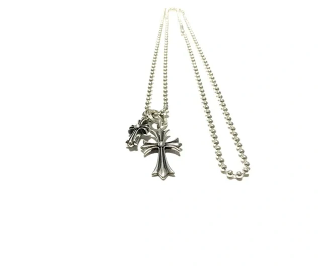 Chrome Heart Silver Double Cross Necklace