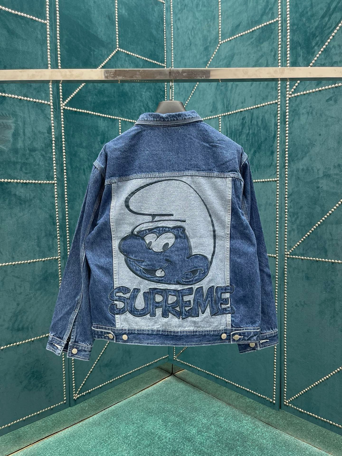 Sup Smurf Embroidered Jacket Blue Black