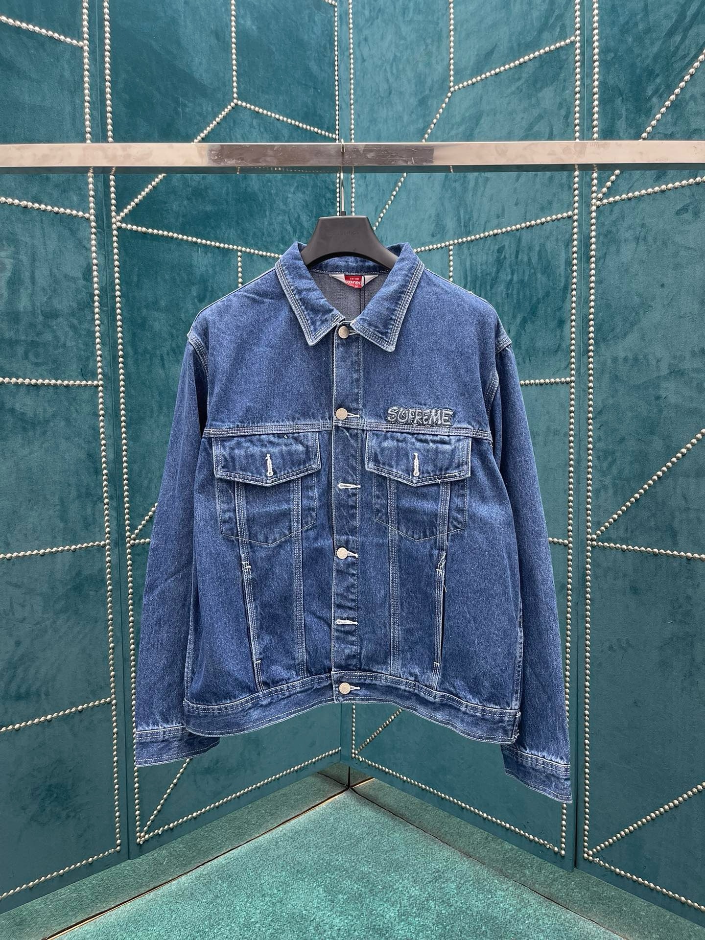 Sup Smurf Embroidered Jacket Blue Black