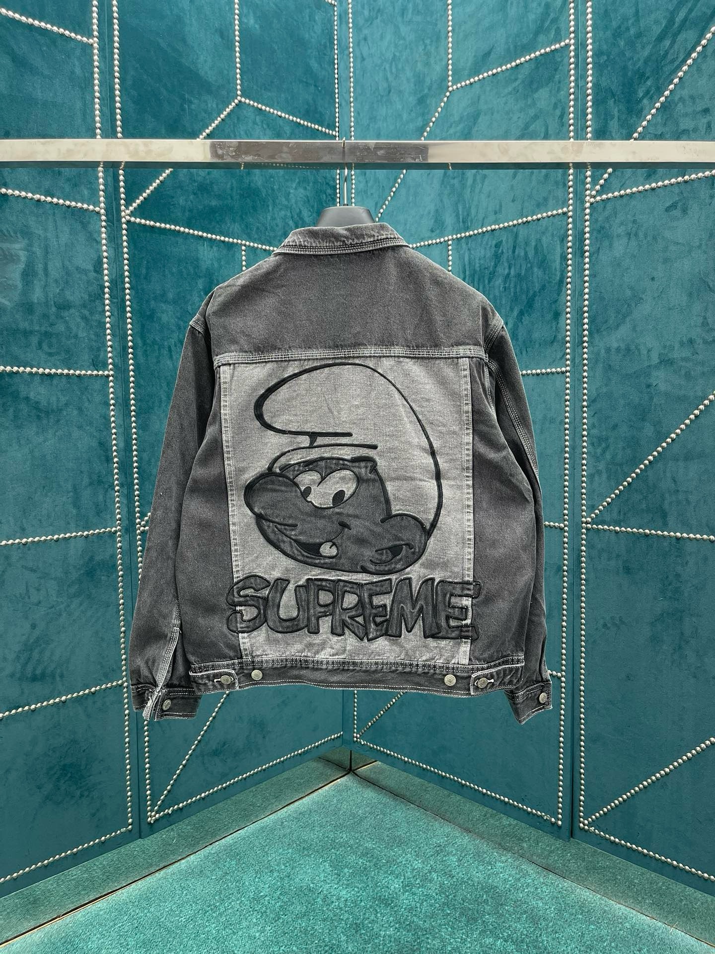 Sup Smurf Embroidered Jacket Blue Black