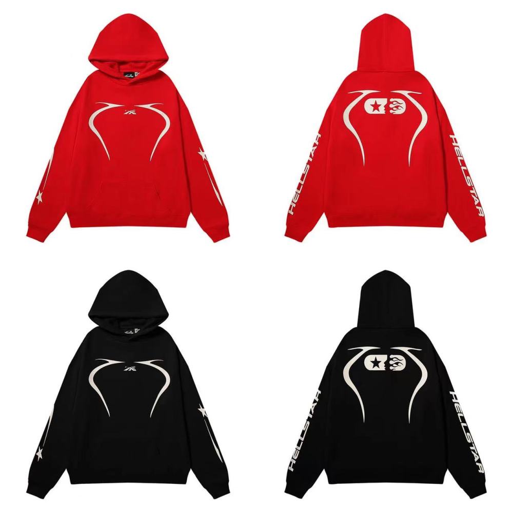 Hellstar Arm Letters Hoodie Black And Red