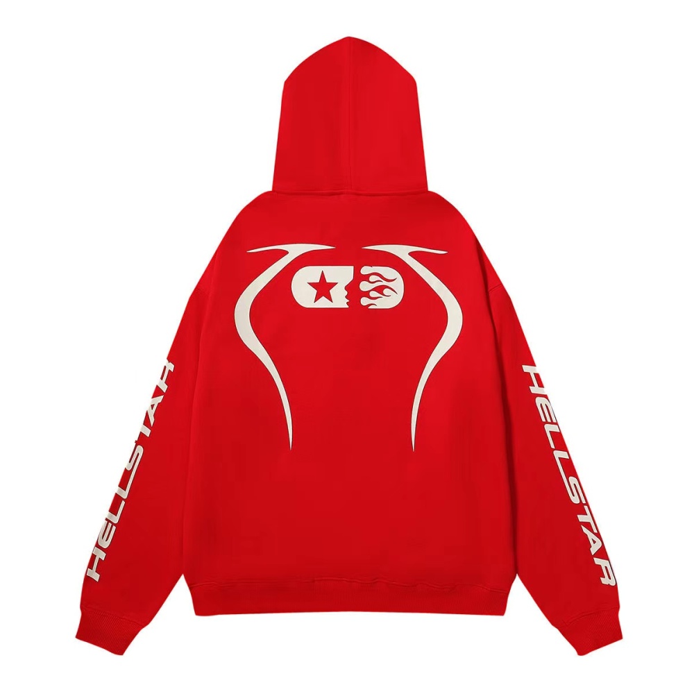 Hellstar Arm Letters Hoodie Black And Red