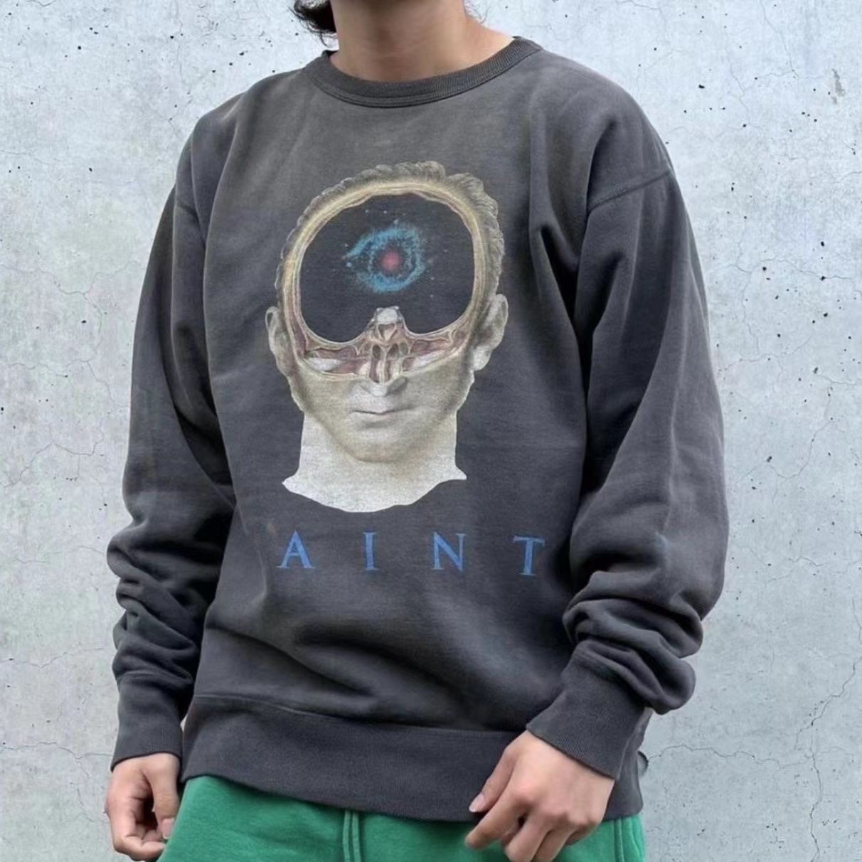 Saint Michael Mind Printing Crewneck Washed Black